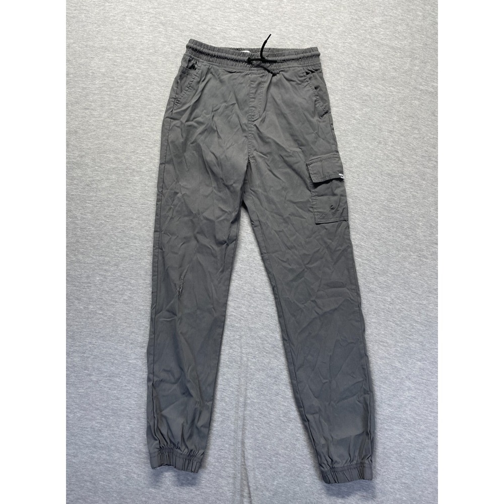 DKNY Cargo Pants Youth Large (14/16) Gray Travel Gorpcore Tapered Leg Drawstring